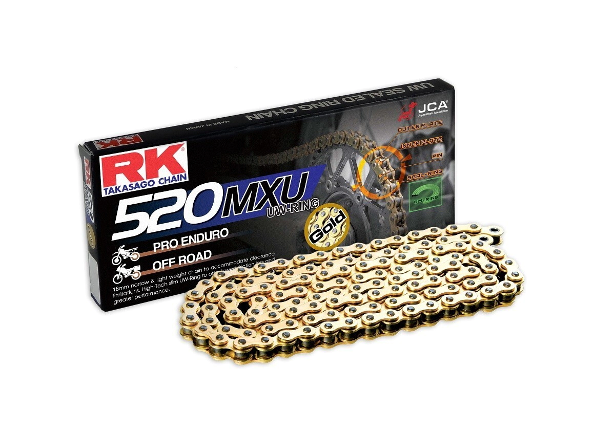 [RK] Cadena de transmision 520MXUx-120L [Color: DORADA] DORADA Ultra Liviana UW Ring