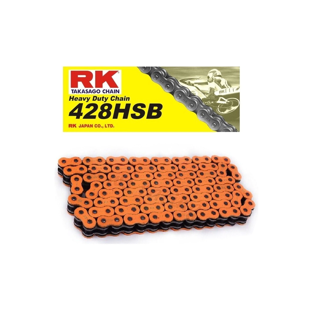 [RK] Cadena de transmision 428Hx-136L [Color: NARANJA] (Reforzada) Neon