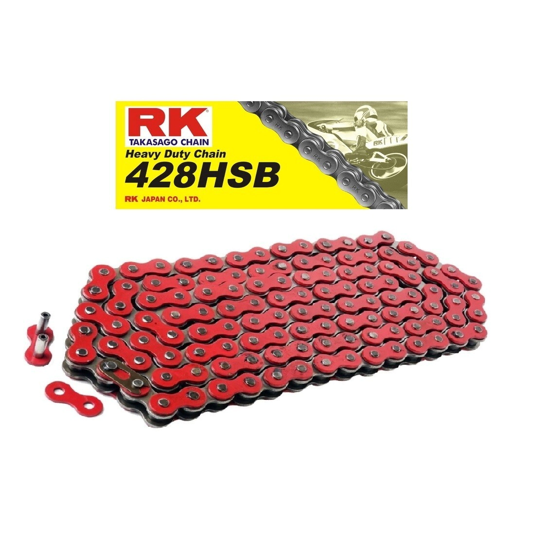 [RK] Cadena de transmision 428Hx-136L [Color: ROJO] (Reforzada) Neon