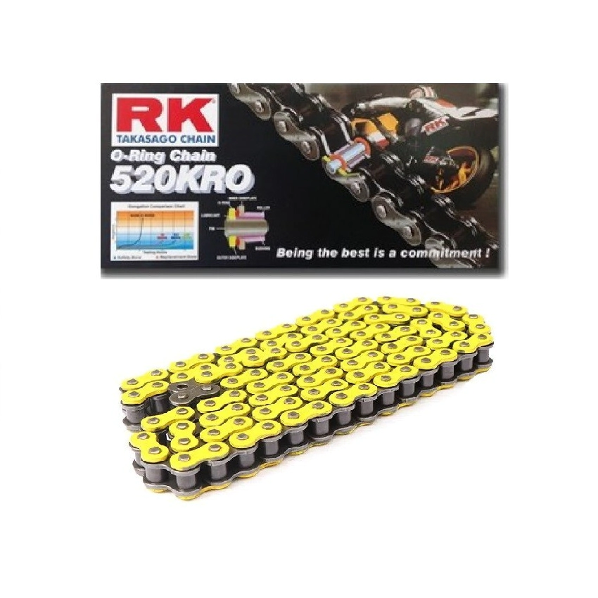 [RK] Cadena de transmision 520KROx-118L [Color: AMARILLO] ORING