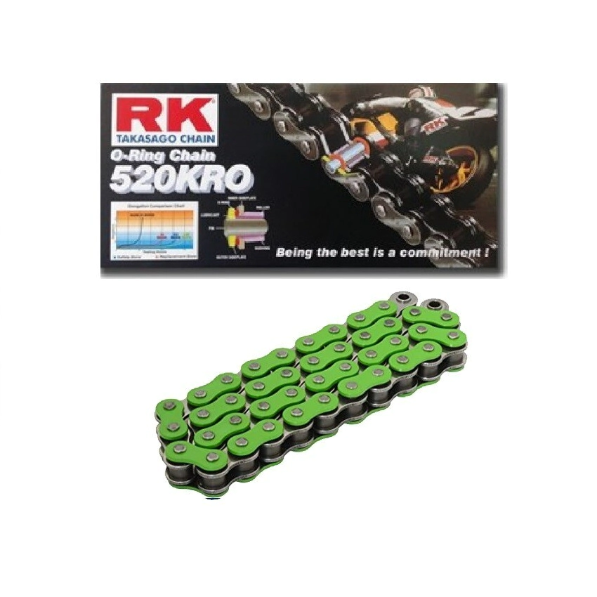 [RK] Cadena de transmision 520KROx-118L [Color: VERDE] ORING