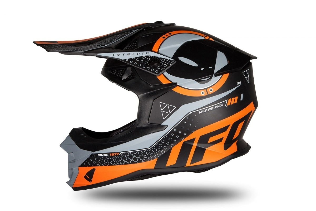 [UFO] Cascos Talle:L Intrepid Negro Naranja Mate Motocross
