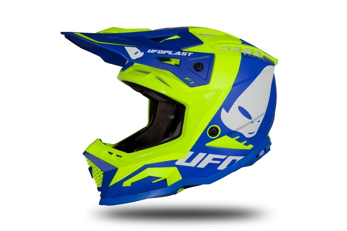 [UFO] Cascos Talle:L Echus Azul Amarillo Fluor Mate Motocross
