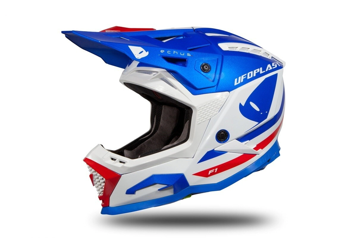 [UFO] Cascos Echus Azul Blanco Rojo Brillante Motocross