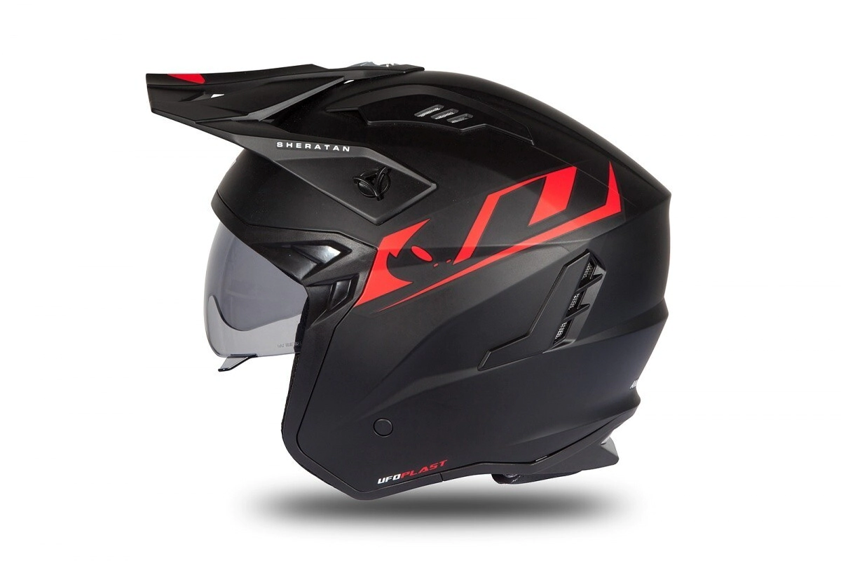 [UFO] Cascos Talle:M Sheratan Negro Rojo Mate JET