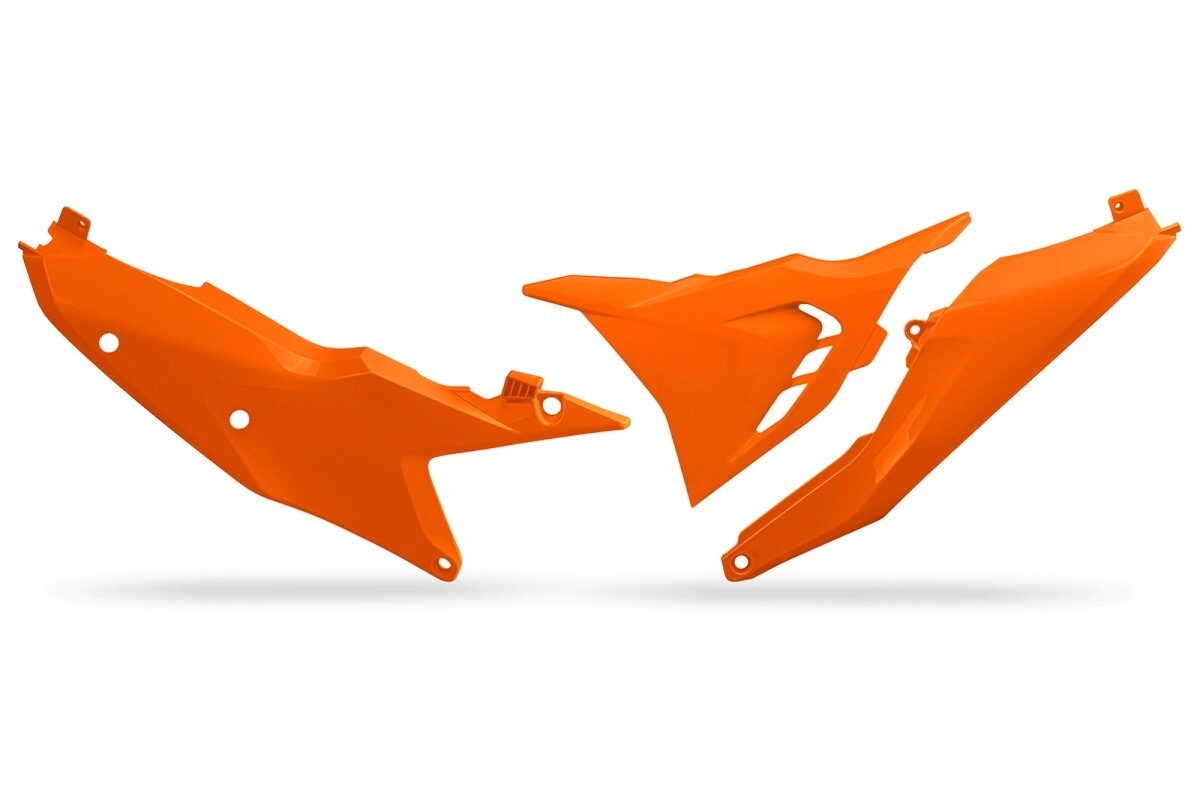 [UFO] Cachas laterales [Color: NARANJA] 23/26 Ventilada IZQ KTM E-XC 125-250 23-26, EXC 150-250-300 23-26, EXC Champions 450 2025, EXC Erzberg Rodeo 300 2023, EXC Hard Enduro 300 24-26… (13 modelos)