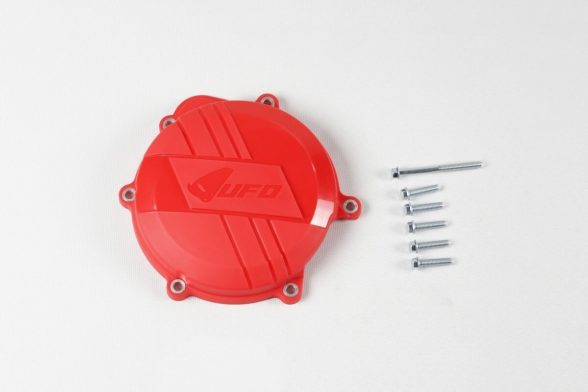 [UFO] Protector de tapa de embrague [Color: ROJO] Proteccion Honda CRF 250 10-17, CRF L 250 12-17, CRF LR 250 2017