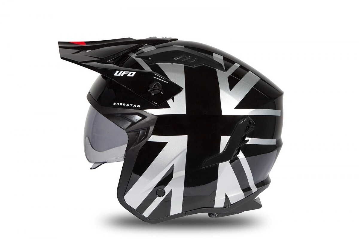 [UFO] Cascos Talle:M Sheratan Bandera Negro Gris Brillante JET
