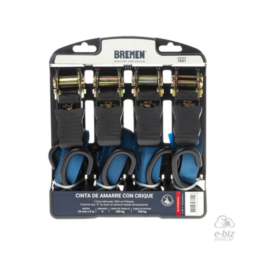 [BREMEN] Cinchos Y Lingas Crique 4 Unidades 25MM 5M 700KG