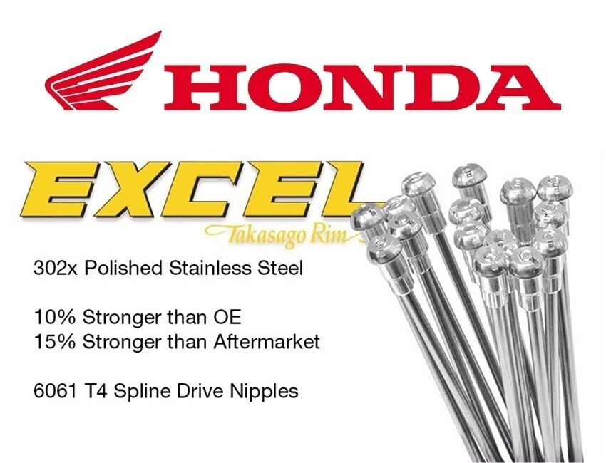 [Excel] Kit de rayos y niples Takasago 19X1.85 2.15 CR CRF Tras 16+16U 32 8 4MM Inox
