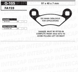 [ORA] Kit de Pastillas de freno [O-105] Delantera para Polaris (todos los modelos)