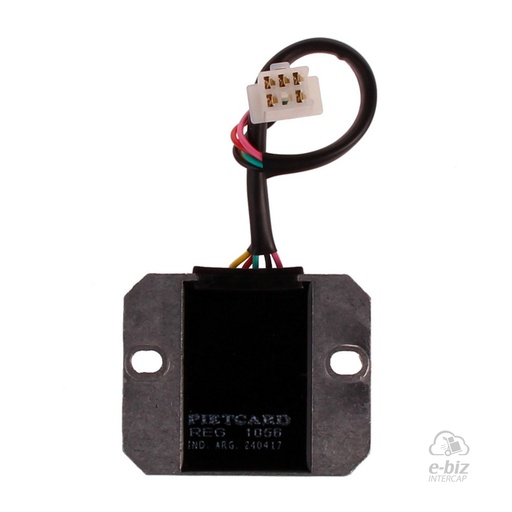 [Pietcard Electronica] Regulador de voltaje 1056 (VA x 1113-1133-1148-1201-1224-1229-1247-1261-1300-1316-1317-1321-1361) Corriente Continua 12V Monofásico 9A Motomel Eco 70, C100, Custom 125/150/200, CG 125, CG 150 Serie II (MOD. 2010), Magister BX 125 D/F