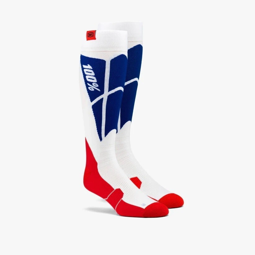[100%] Medias Hi Side Thin MX Sock [Color: Blanco y Azul] Talle:S/M
