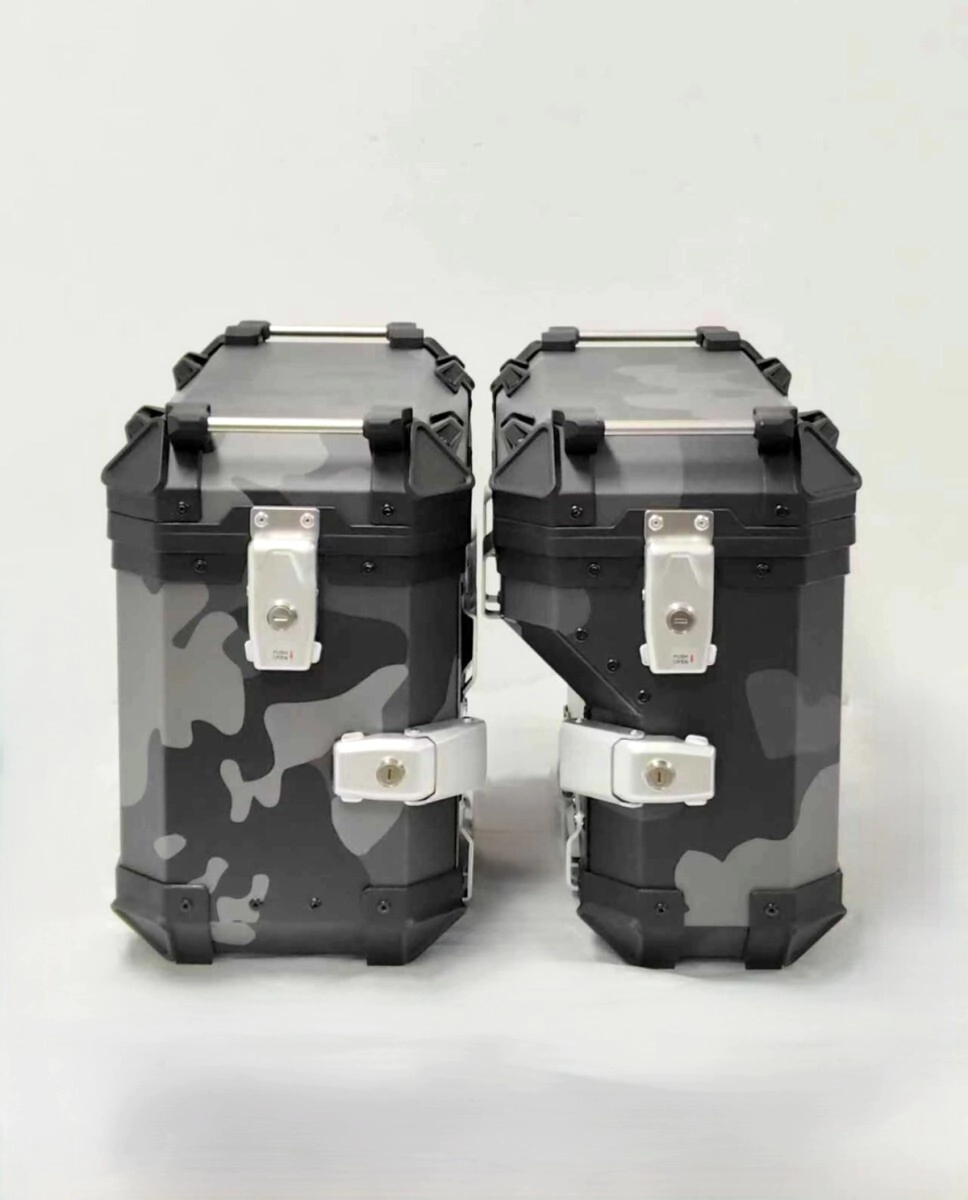 [Coocase] Bauleras laterales de aluminio S-Shape DER Dark Camo (36L) con divisor y elásticos
