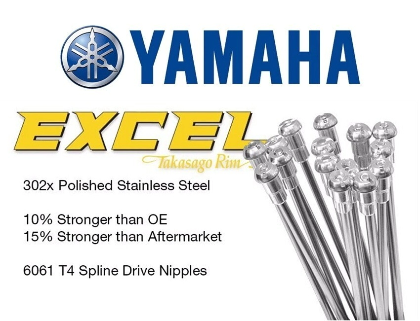 [Excel] Kit de rayos y niples Takasago Delantero 21x1.60 36u #9 (3.5mm) Inox para Yamaha, Suzuki