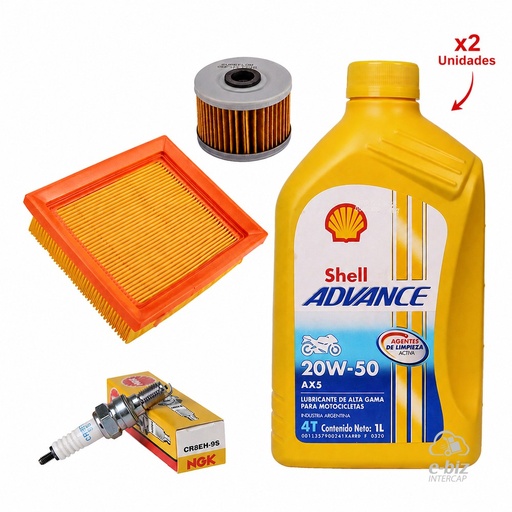 [VARIAS] Kit de service 2L Aceite 20W50 Bujia Filtro Aire Honda XR Tornado 250 01-24