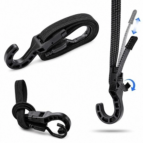 [PRO TEAM] Cinchos Y Lingas [Color: NEGRO] Tensor Elastico Plano Regulable Estira Hasta 1.5M