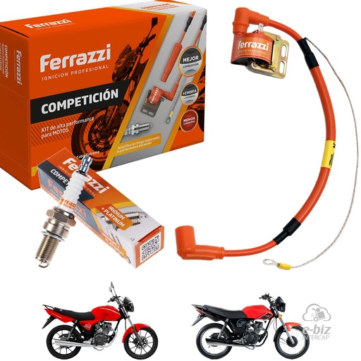 [FERRAZZI] Kit de bobina de alta Universal + BUJIA QR8IP COMPETICION C / CABLE Y CAPUCHON 90 RX 150 / HUNTER / S2 150