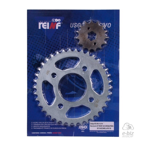 [Reinf] Kit corona y piñon C45 38 15-428 CE Corven Hunter 150 2018 || Zanella RX 150 08-24 || Gilera VC 150