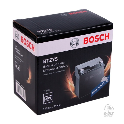 [Bosch] Batería BTZ7S BMW G 450 08-11 || Honda PCX 150 18-19 || KTM EXC 530 2011, SX-F 450 16-24 || Yamaha WR F 450 03-24 || Honda CB 250 Twister, CBR1000RR || Kawasaki Ninja ZX1000 || Yamaha YFM90 Raptor