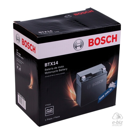 [Bosch] Batería BTX14 Cuatri BMW F GS 650-800 00-24, GS 1200 13-18 || Honda TRX300, TRX 350, 420