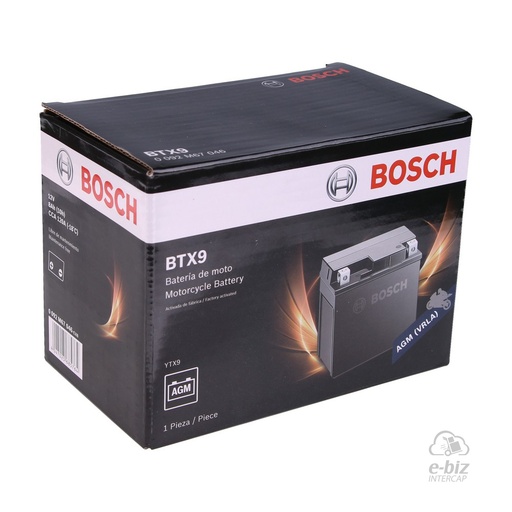 [Bosch] Batería BTX9 VENOX250 BMW G GS 310 18-24 || Bajaj Dominar 250 21-24, Rouser NS 200 2018 || KTM Adventure 390 20-24, Duke 200-250-390 12-24, RC 200 14-23… (+2 marcas · 4 modelos) || Gilera SMX400