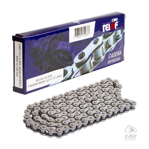 [Reinf] Cadena de transmision 420H-112L (Reforzada) Inks Guerrero GT Day 70 12-24 || Honda CR 80 2000 || Kawasaki KX 60-65-80-85 86-01 || Motomel Max 110 2022