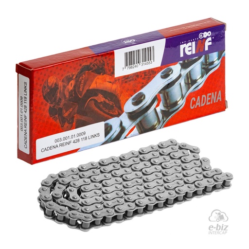 [Reinf] Cadena de transmision 428-118L Inks Appia Brezza 150 2015 || Bajaj Rouser NS 135 14-20, Rouser NS LS 135 07-24 || Corven Hunter 150 2018 || Honda CG 150 04-24… (+3 marcas · 8 modelos)