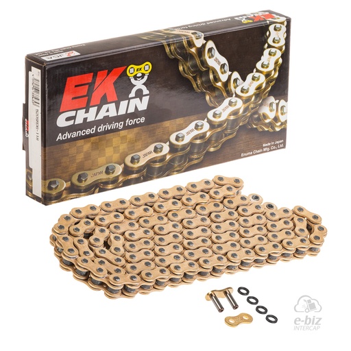 [Ek Chain] Cadena de transmision [Color: Dorado] (O-Ring) 520 118 MLJ BMW F GS 650 00-12, G GS 310 18-24 || Bajaj Rouser NS 200 2018 || Guerrero GRF 250 12-18 || Honda CR 250 92-07, CRF 250-450 02-15… (+6 marcas · 32 modelos) | (8000 lbs)