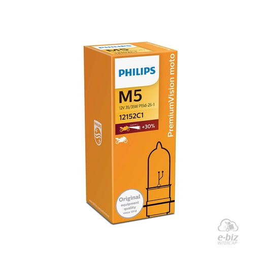 [Philips] Lámparas (35/35W) Lampara M5 12153ES 12V Cerro BIX 110 07-24 || Corven Energy 110 06-15 || Gilera Smash 110 20-23 || Honda Biz 100 00-24 || Yamaha New Crypton 110 06-24