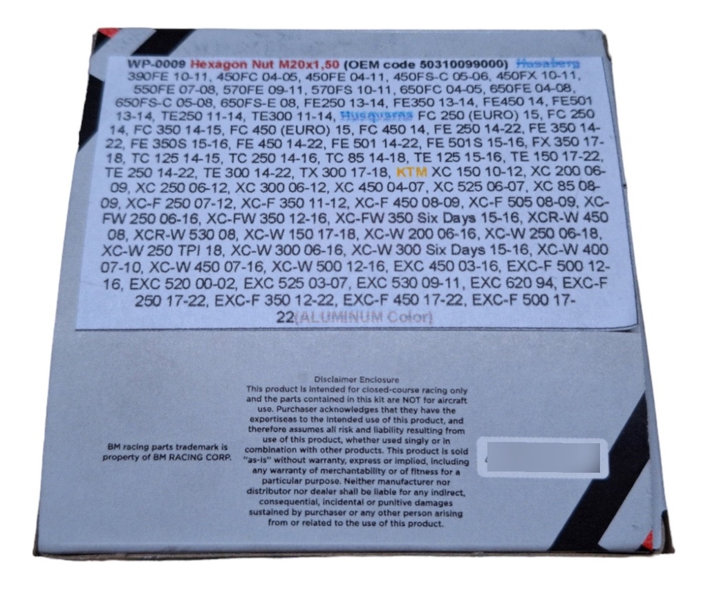 Tuerca Rueda Trasera Ktm Eje 20mm