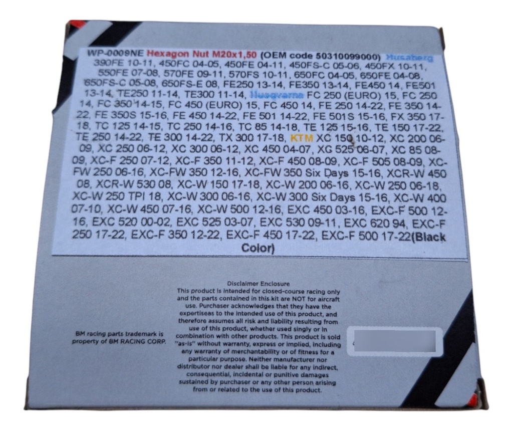 Tuerca Eje Rueda Trasera Tuerca Eje De Rueda Trasera M20X1,50 (Codigo Oem 50310099000)